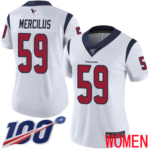 Houston Texans Limited White Women Whitney Mercilus Road Jersey NFL Football #59 100th Season Vapor Untouchable